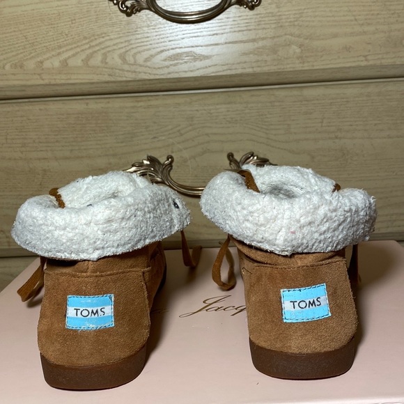 TOMS chestnut fleece Sherpa Highlands Botas suede leather chukka lace up booties - Picture 16 of 17